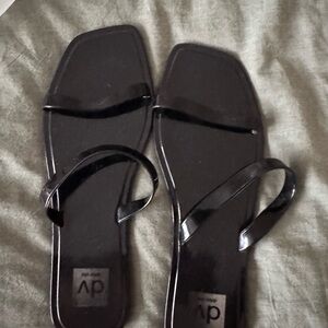 Sleek Black Minimalist Flat Sandals with Two-Strap Design